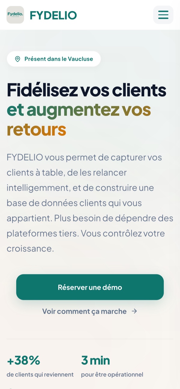 Site Fydelio sur mobile